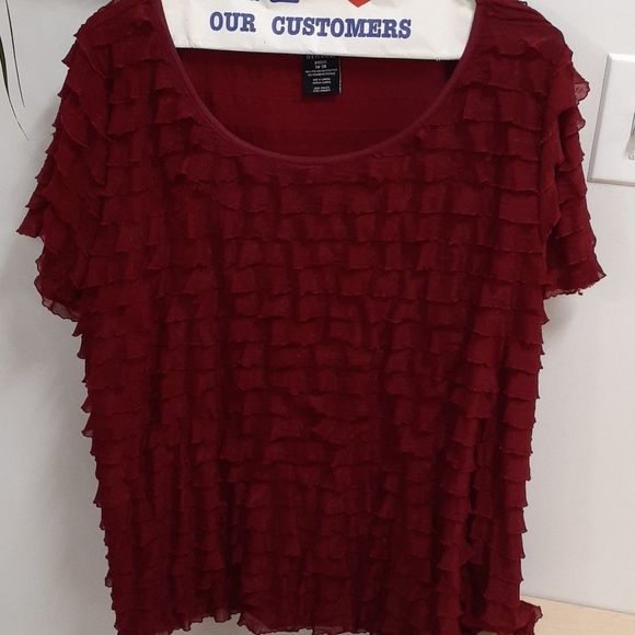 George Layered Ruffled Blouse Sz 4X